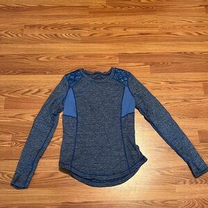 Lululemon Run Ice Queen Long Sleeve Top 6 Striped Quilted Accent Elbow Pads